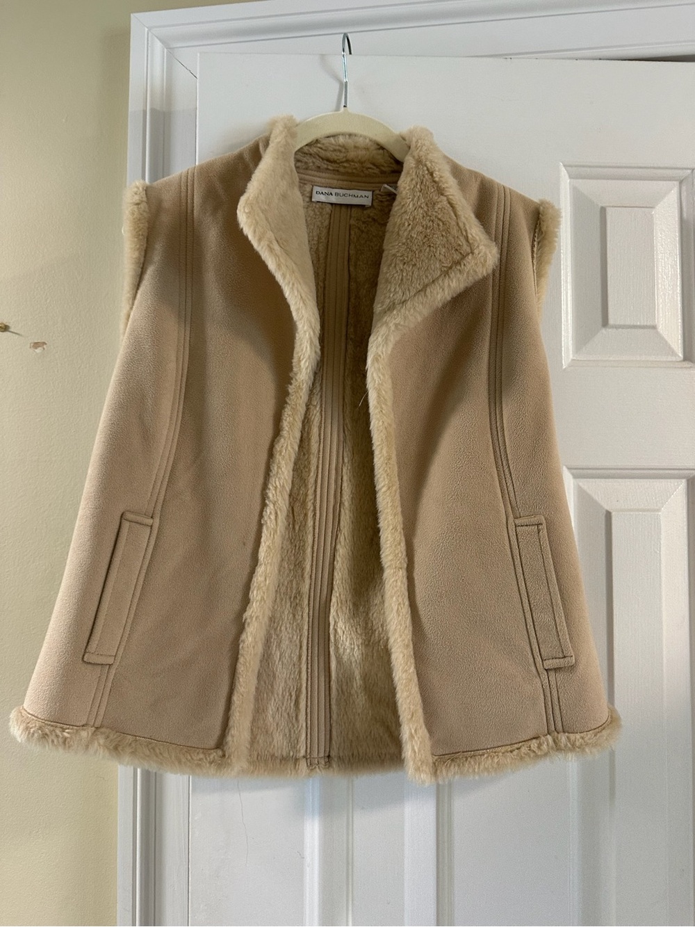 Dana Buchman Cream Faux-Shearling Vest
